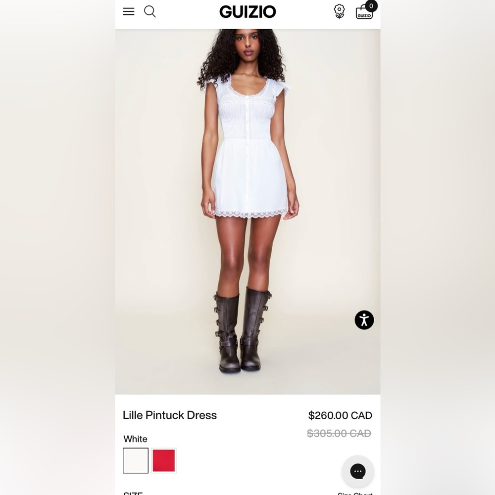 GUIZIO White Lille Pintuck Dress
